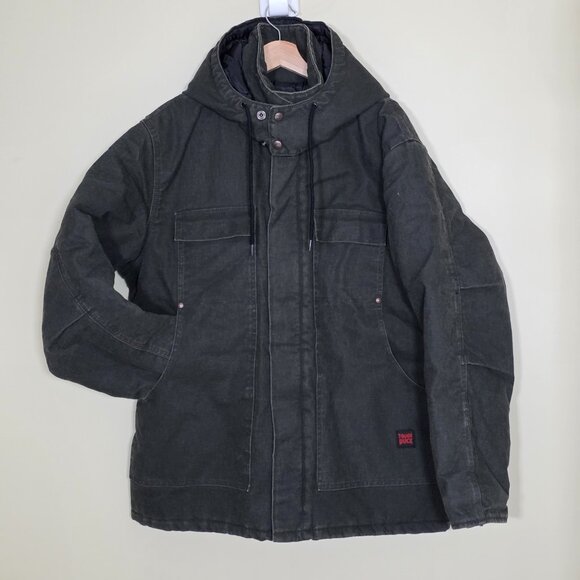 Tough Duck Washed Parka Mens 2XL Charcoal Gray Canvas Workwear Coat Quilt Lined - Picture 1 of 16
